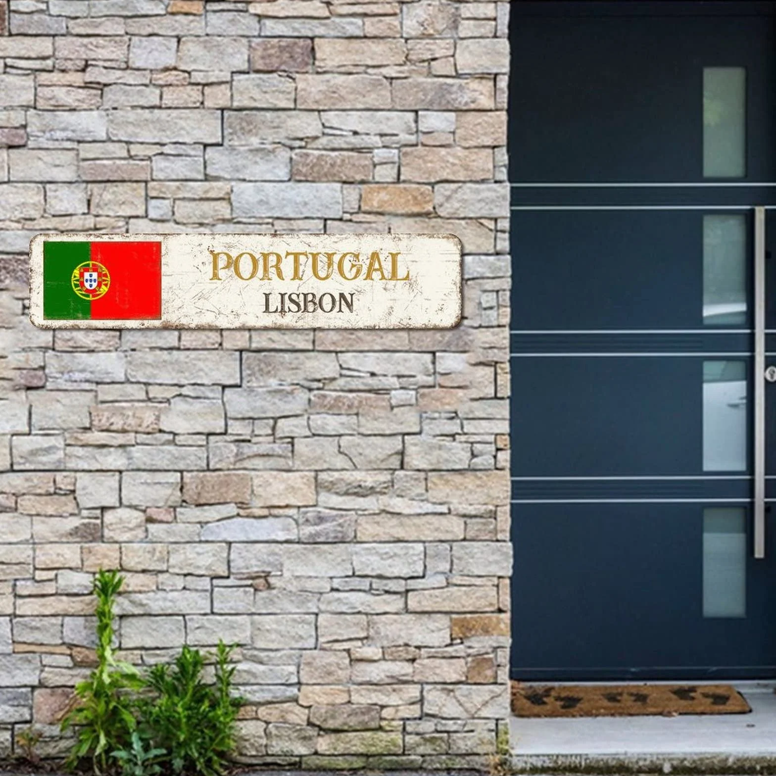 Portugalia retro metalowa tabliczka blaszana znak miasto Lizbona metalowe znaki wiszące nowość znaki dom wiejski dekoracja kraj pamiątka znak flaga narodowa jakość metalowy znak na ganek na zewnątrz 7,6 cm x 45,7 cm