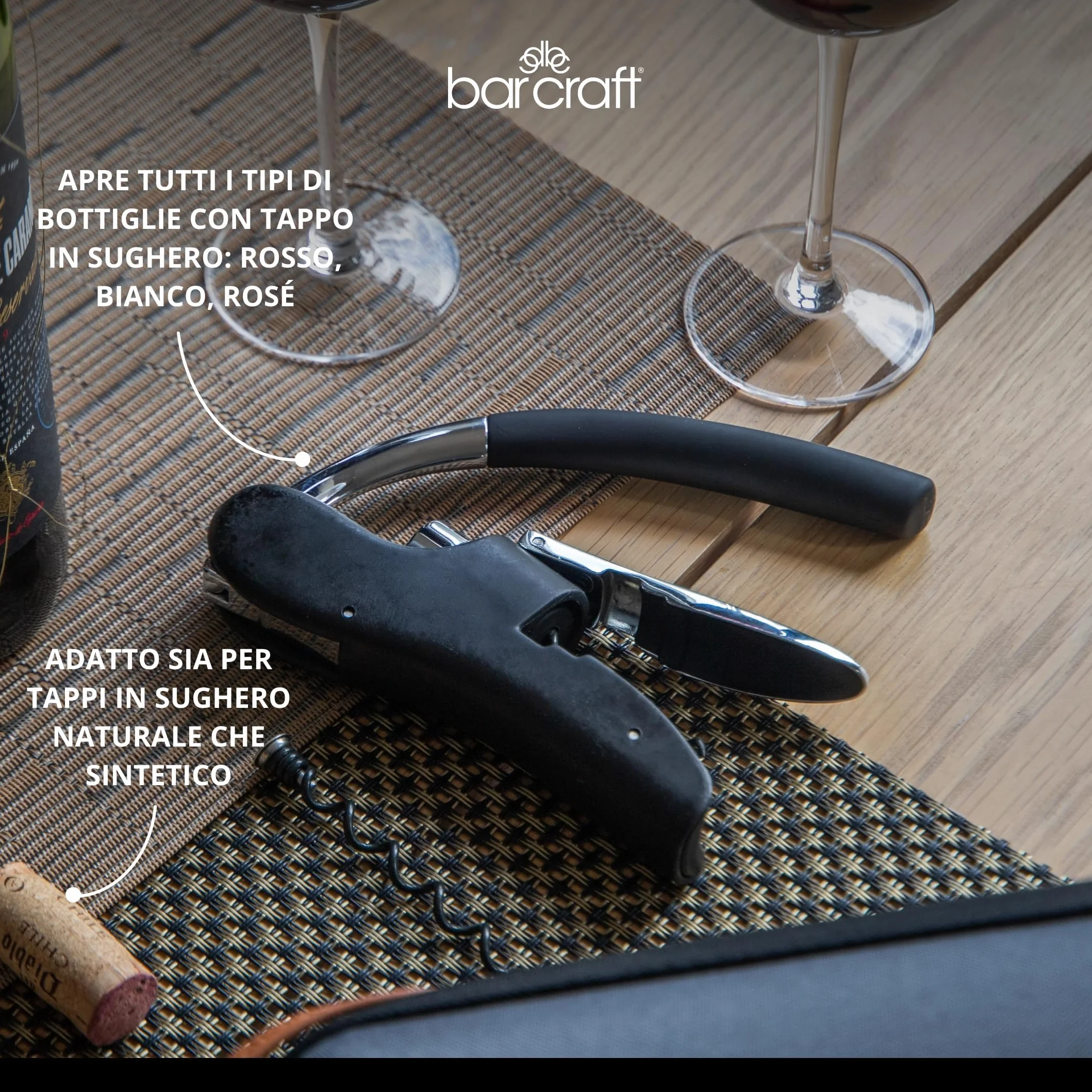BarCraft Deluxe korkociąg do wina z wbudowanym nożem do folii