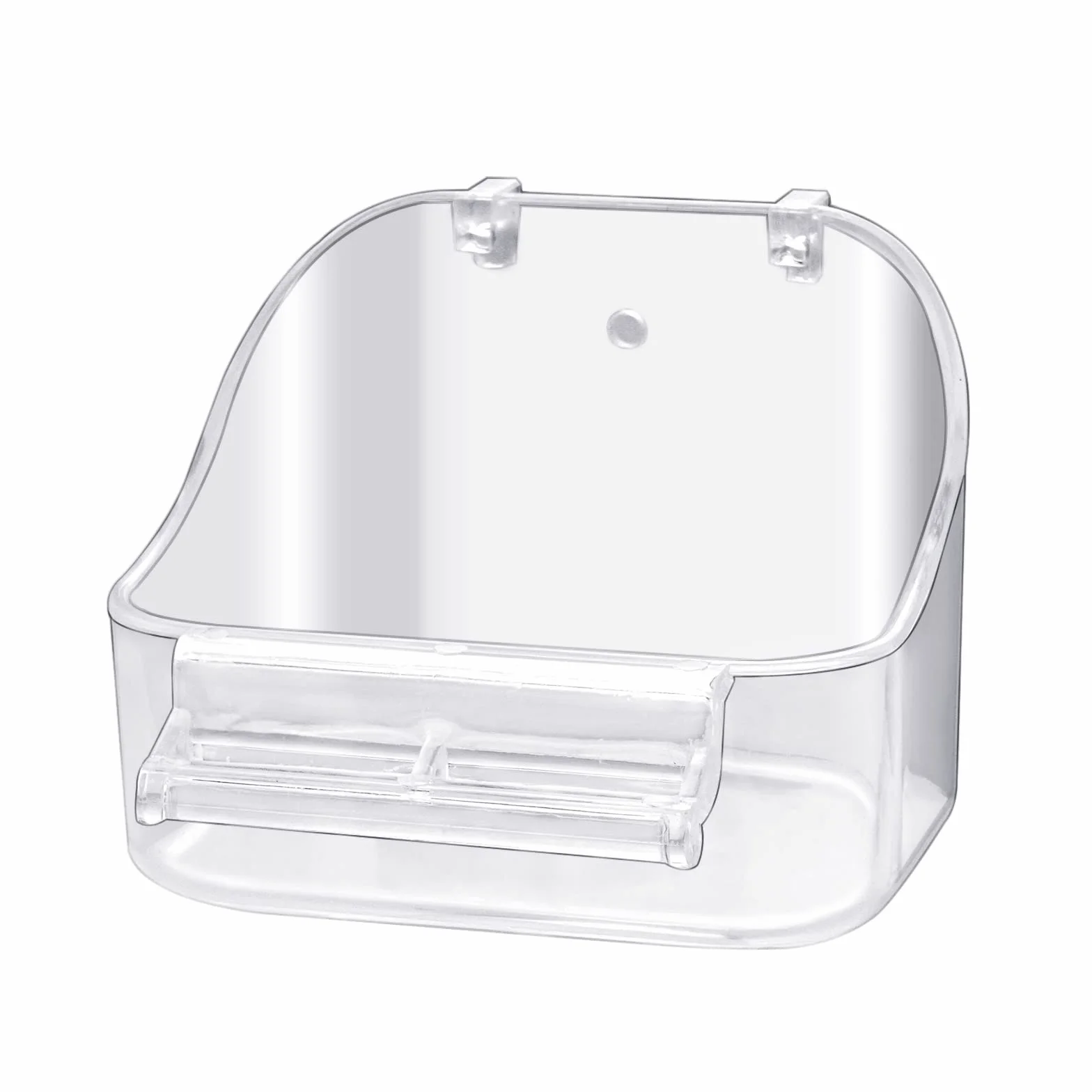 Plastikowa wanna dla ptaków wisząca z pojemnikiem na karmę dla małych ptaków