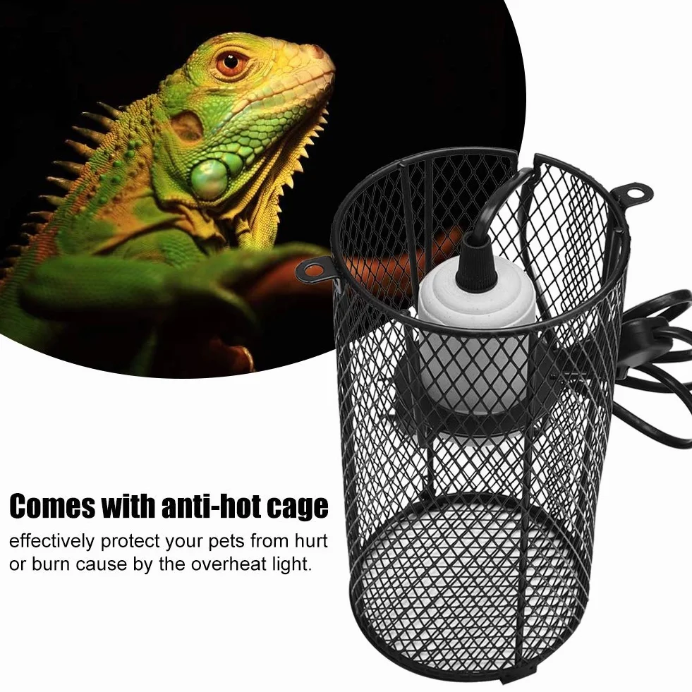Lampa Grzewcza dla Gadów z Osłoną Ochronną, Ceramiczna Podstawa E27, do Terrarium