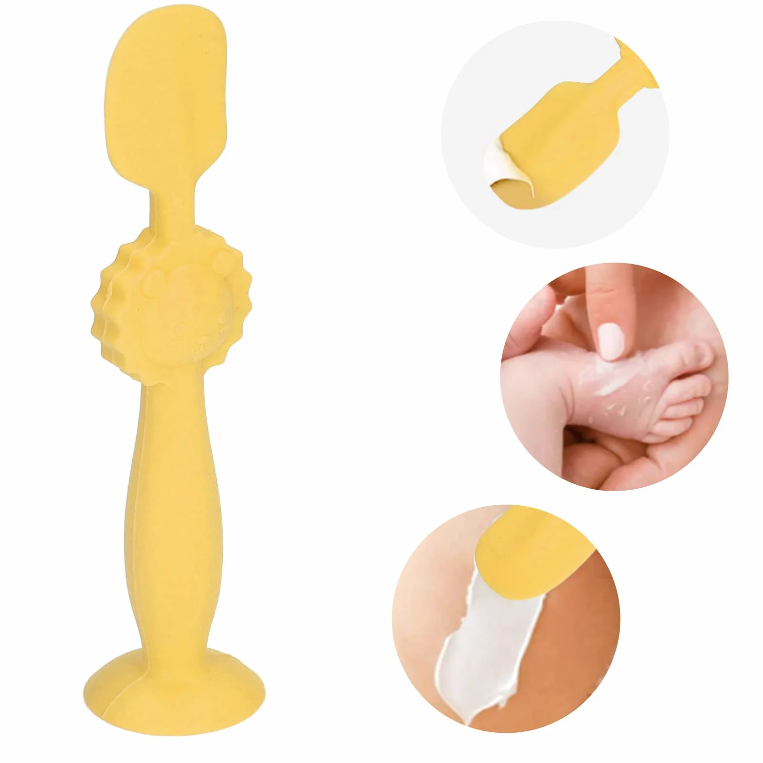 Baby Butt Cream Applicator, Mini dla dziecka Butt Cream Silikon Diaper Rash Cream Brush Butt Spatula Butt Spatula Baby Niezbędniki dla chłopców i dziewcząt (Żółty)