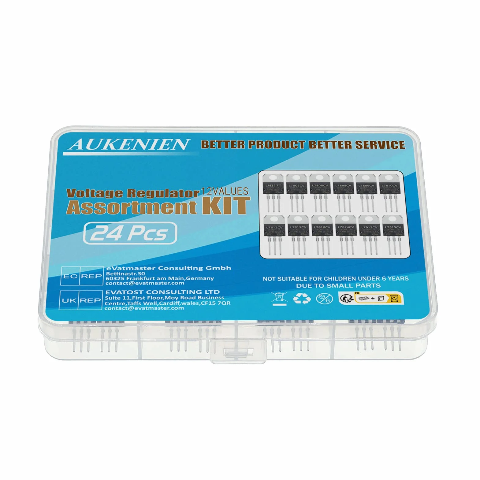 AUKENIEN 12Wartości 24sztuki L7805 LM317 L7806 L7808 L7809 L7810 L7812 L7815 L7818 L7824 L7912 L7915 Zestaw tranzystorów regulatora napięcia dodatniego ujemnego TO-220