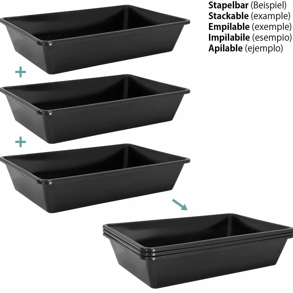 Plastikowa wanna z tworzywa sztucznego 20L 60x40x12 cm Czarna