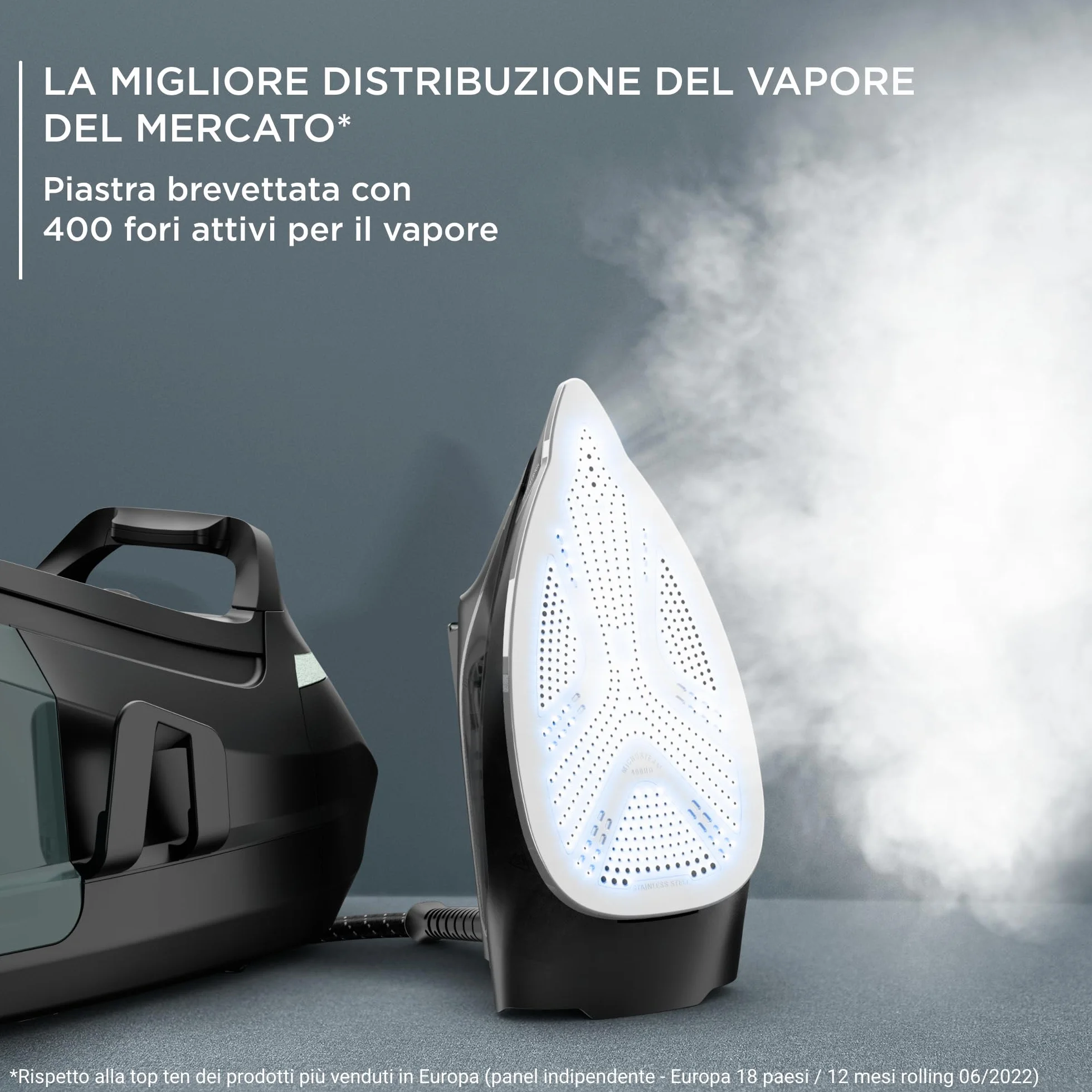 Rowenta DG9610 Eco Steam Pro stacja parowa, 2800 W, moc 7,6 bar, moc pary 140 g/min, uderzenie pary: 460 g/min, Eco Design, technologia Silence, pojemność 1,1 litra, kolor czarny/eukaliptus