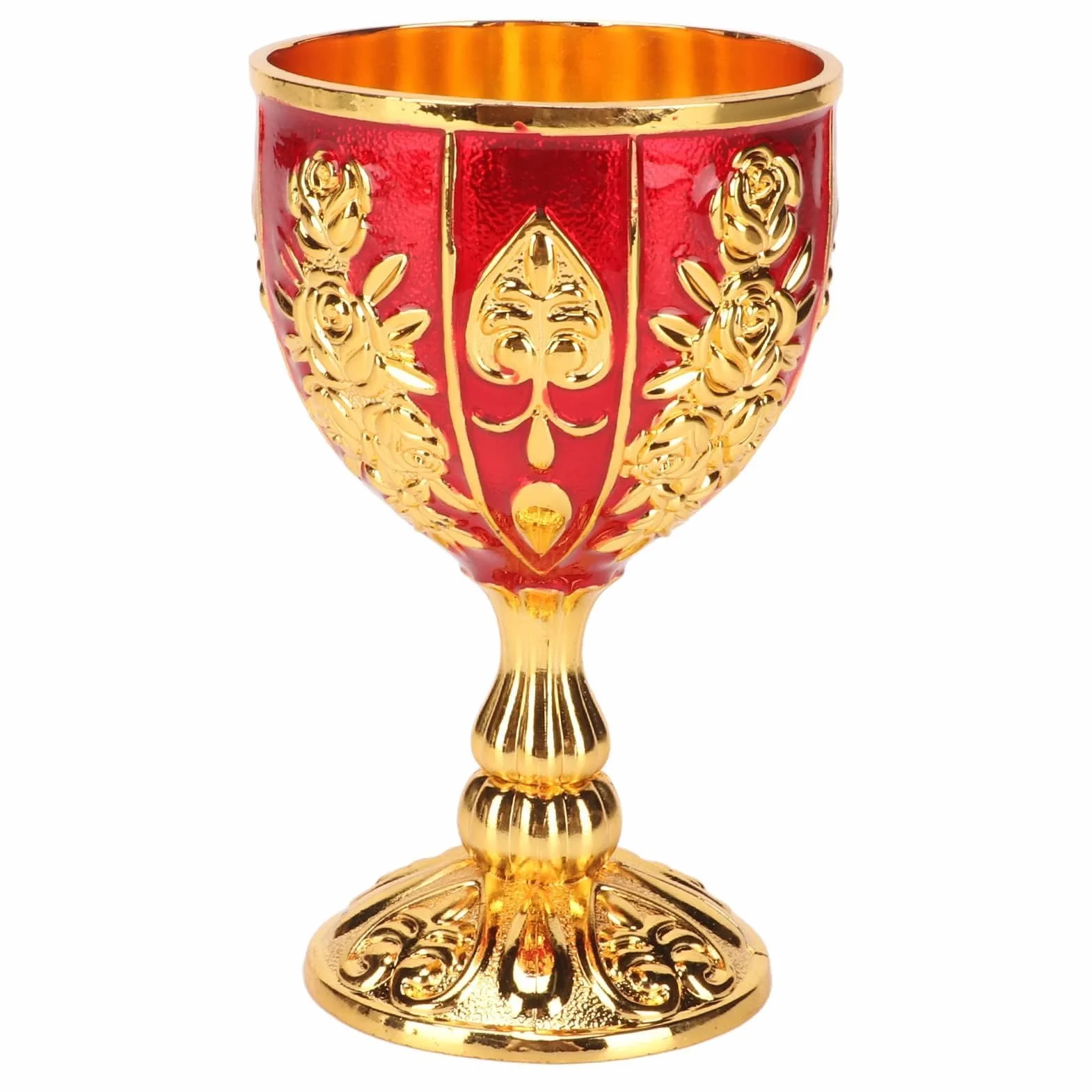 Pimp Cup Retro wytłoczony wzór kwiatowy 10 cm kielich - wysoki stop cynku - elegancki złoty kielich na imprezę, bankiet i bar