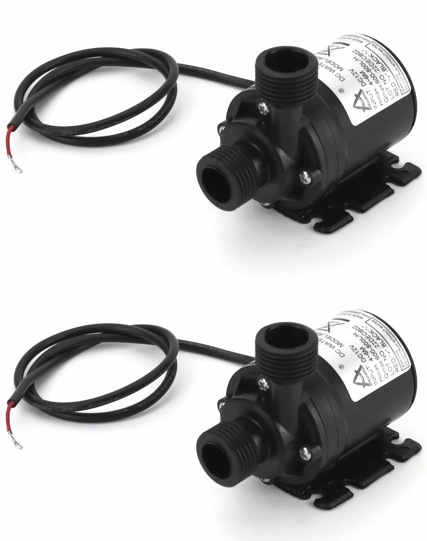 QWORK® 2 kawałki DC 12V pompa wodna 800L/H 5M, bezszczotkowa zatapialna pompa wodna, do basenu fontannowego system obiegu słonecznego system obiegu wody