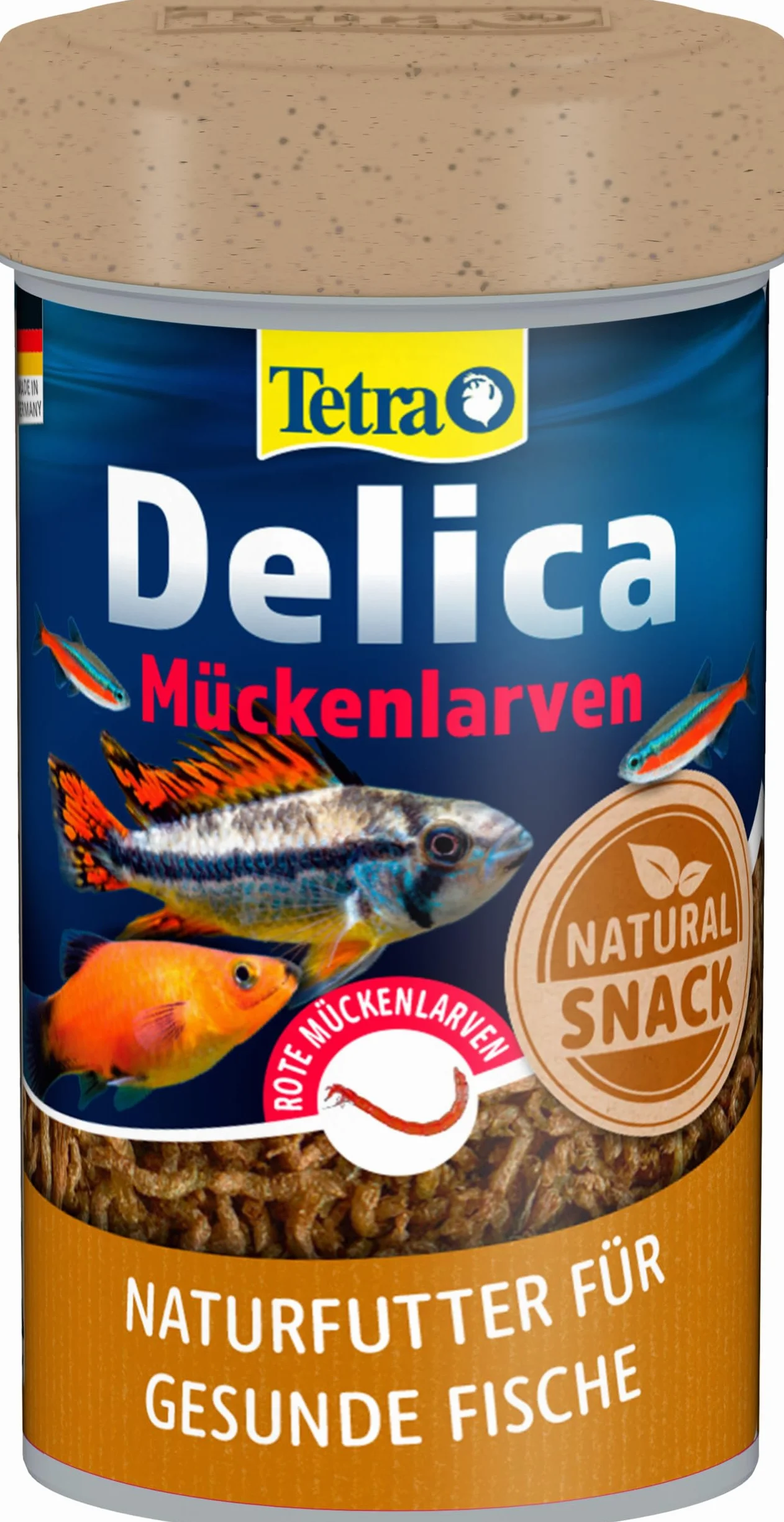 Tetra Delica Bloodworms, naturalna karma dla ryb ozdobnych, liofilizowane czerwone larwy komarów, puszka 100 ml