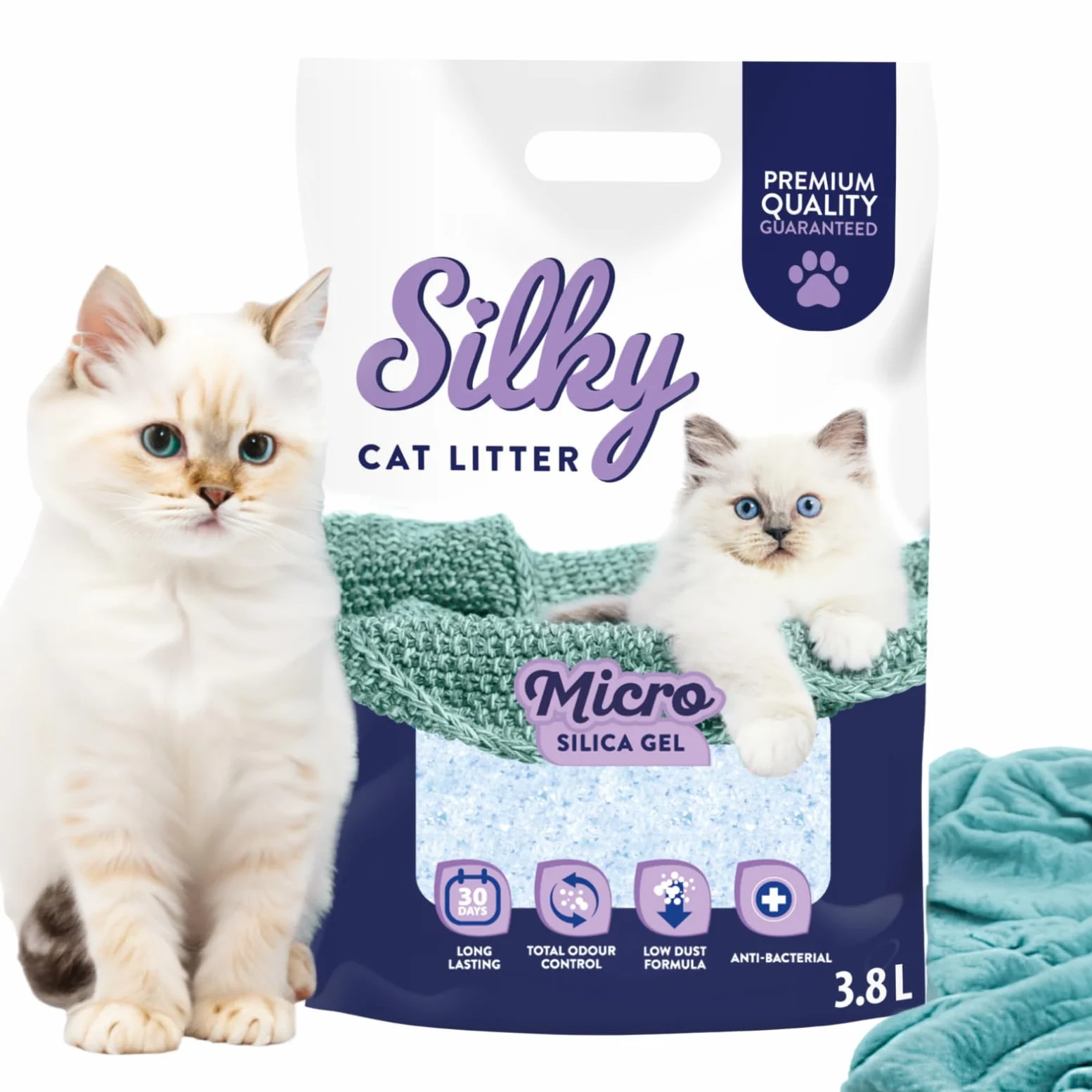 MICRO SILKY Żwirek silikonowy dla kota bezpyłowy 3,8l (8-pak)