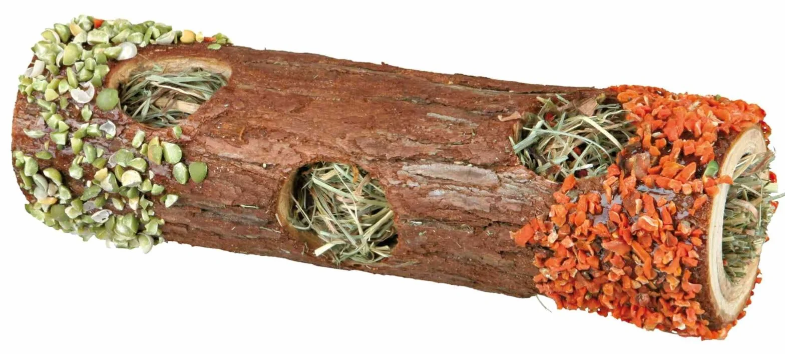Trixie 60770 Natural Snack Tube tunel z wypełnieniem sianowym dla małych gryzoni i królików (kwiaty hibiskusa, 20 cm / 25 g), 1 sztuka (1 opakowanie)