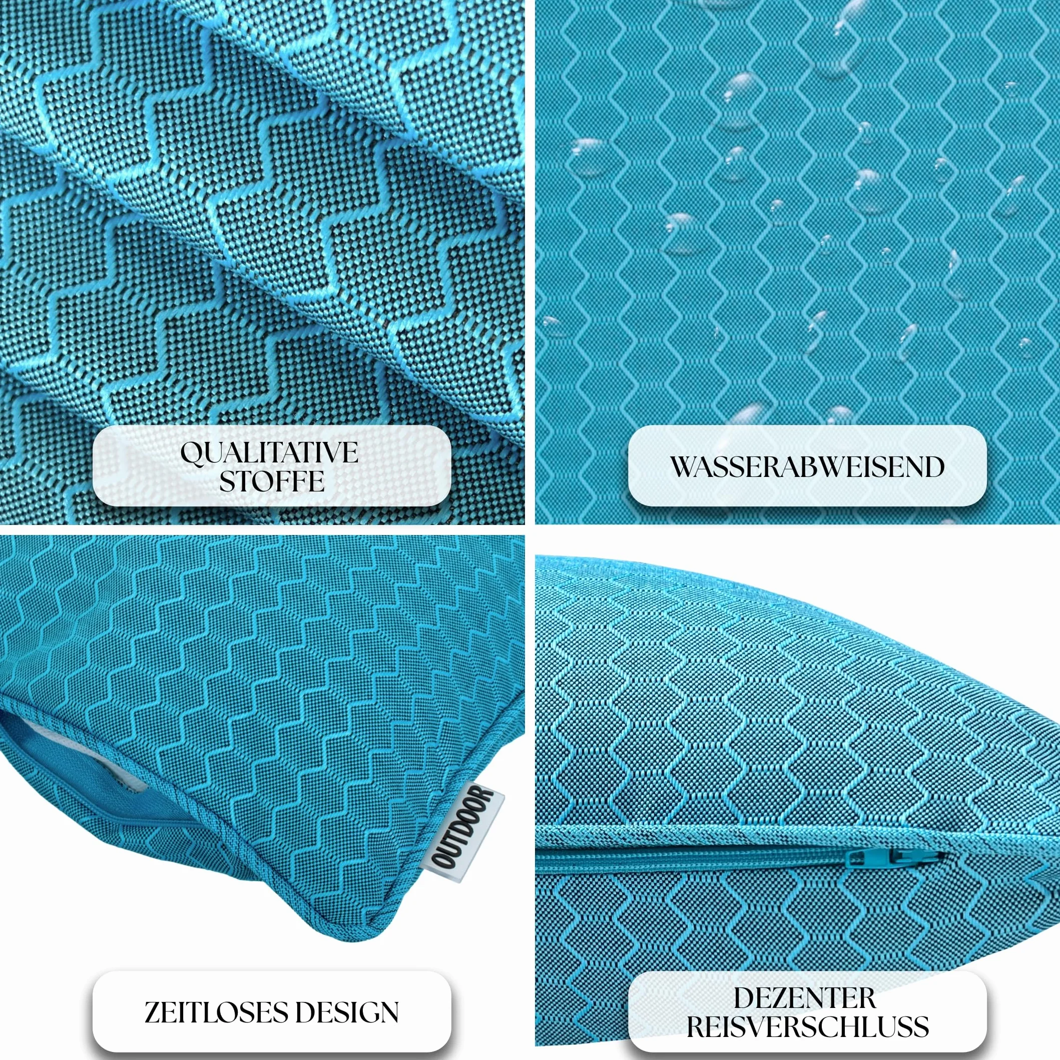 Brandsseller Zestaw 4 poduszek outdoorowych 45 x 45 cm – odporne na warunki atmosferyczne poduszki ozdobne z lamówką o strukturze plastra miodu – wodoodporne poduszki ogrodowe i dekoracyjne na