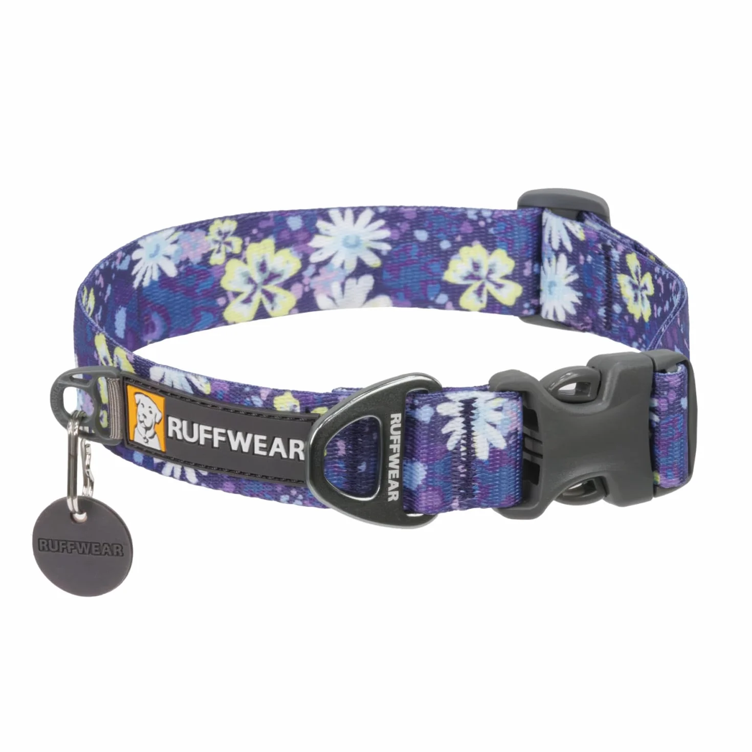 Ruffwear Średnia obroża dla psa z przodu, z aluminiowym pierścieniem w kształcie litery V, wygodna i mocna, z boczną klamrą i taśmą, do spacerów z psem, rozmiar M (36-51 cm), dziki kwiat