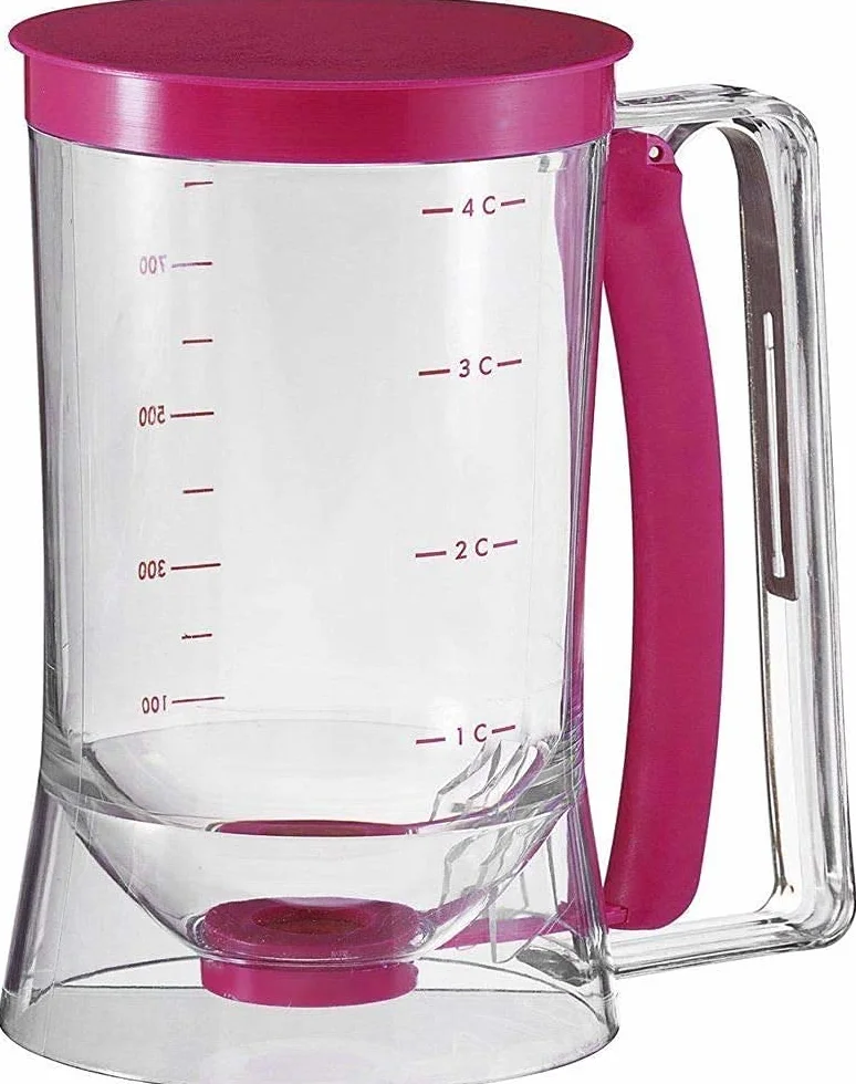 Dozownik do ciasta z pokrywką i skalą, do samodzielnego pieczenia ciasta, do ciast, naleśników, muffinek, 900 ml