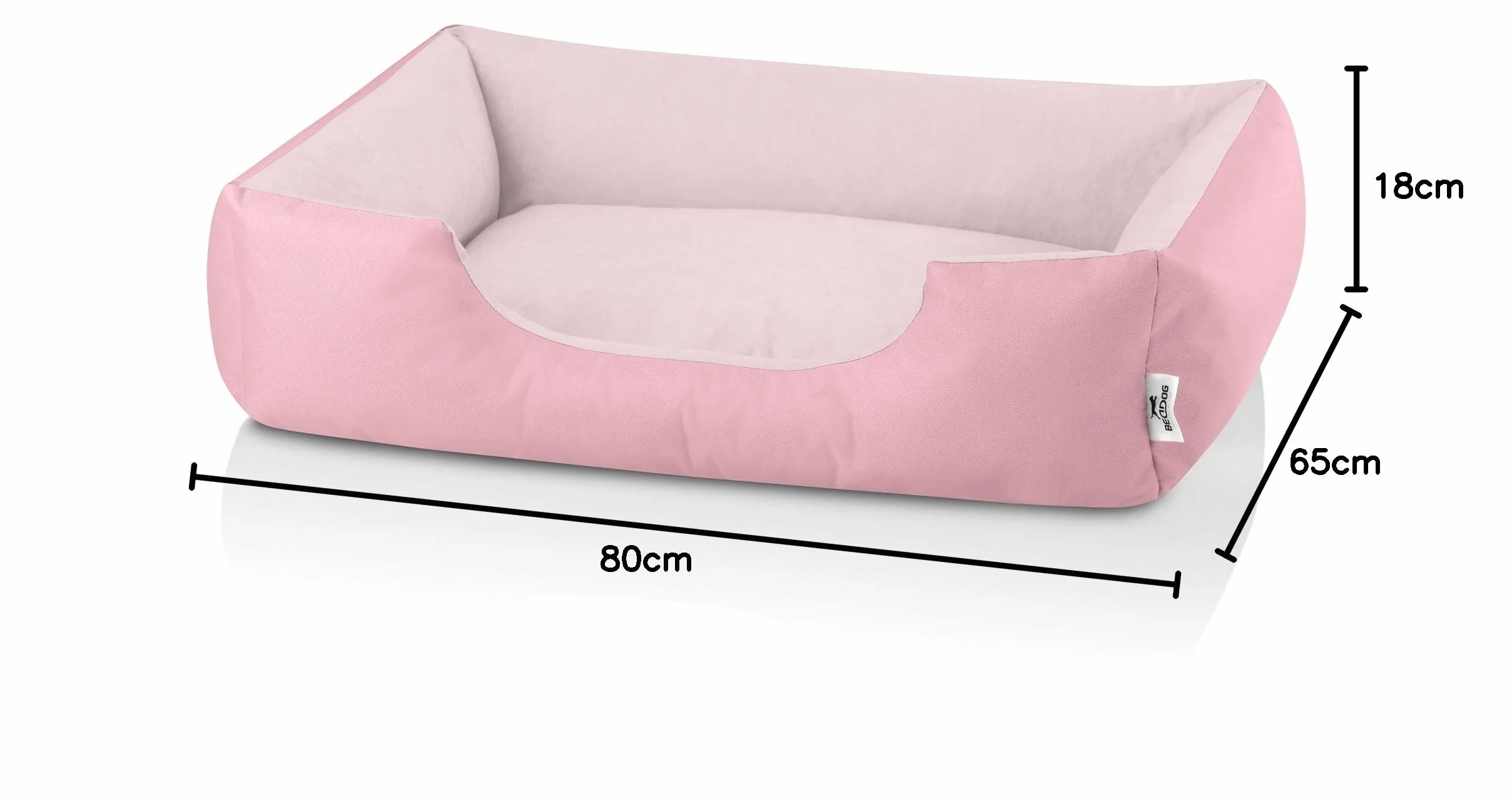 BedDog Legowisko ZARA, Sofa dla Psa z Cordury, Mikrofibra Welurowa, Zmywalne z Brzegiem, Do Domu i Na Zewnątrz, L, Pink-York (Różowy)
