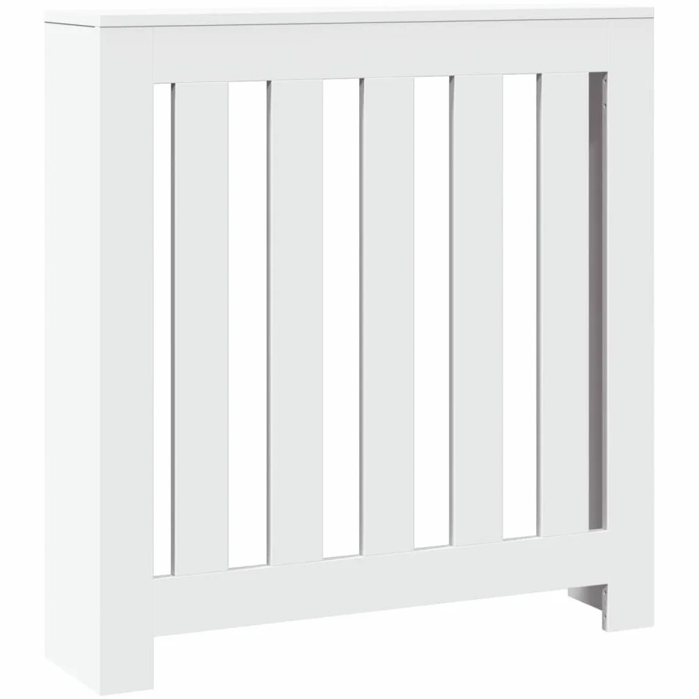 Osłona grzejnika, biała, 78 x 20 x 82 cm, drewno inżynieryjne - osłona grzejnika, nowoczesna płyta MDF, pionowe lamele drewniane, dekoracyjna szafka do salonu, sypialni, przedpokoju, duża