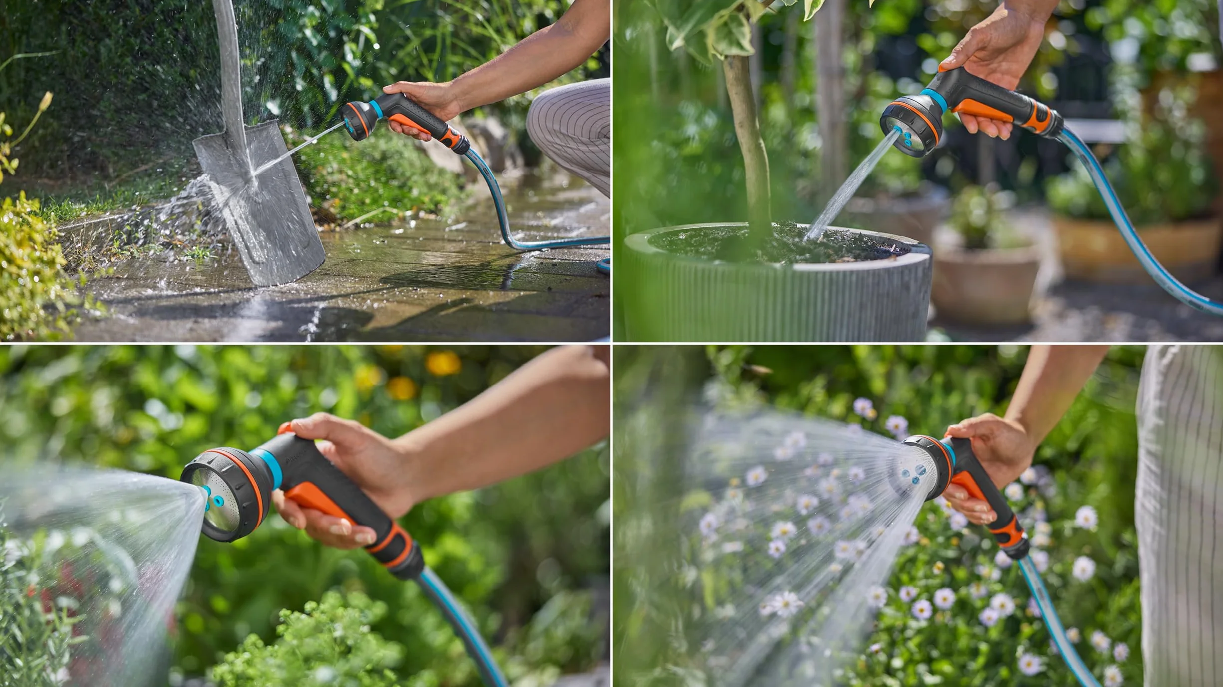 Gardena Classic Wielofunkcyjny Pistolet Zraszający Zraszacze i Dysze Wielofunkcyjny Pistolet Zraszający, do Czyszczenia i Podlewania, Cztery Różnorodne Rodzaje Strumienia (18370-20)