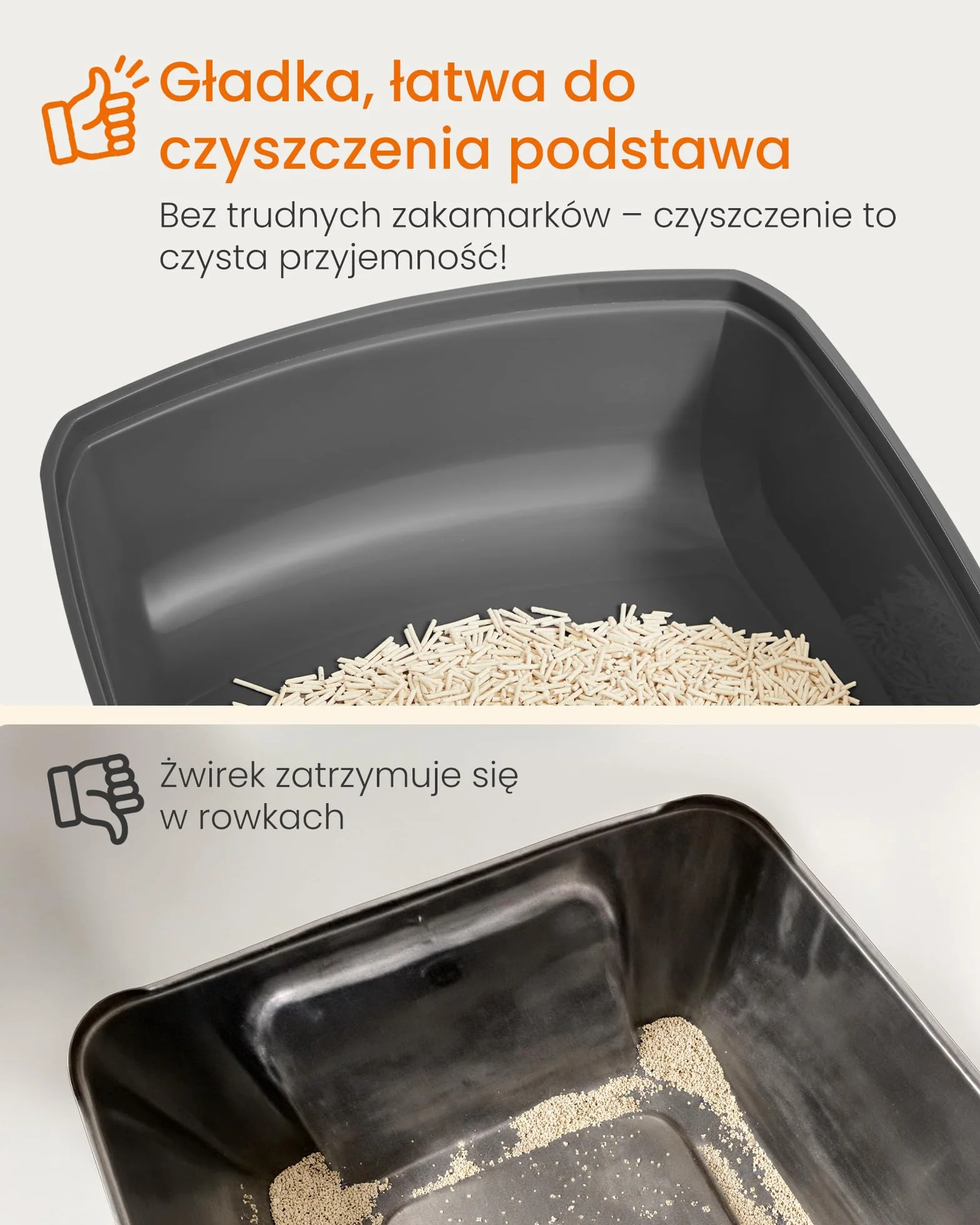 Feandrea Kuweta dla kota XL z wysokimi bokami otwarta góra szary łupkowy