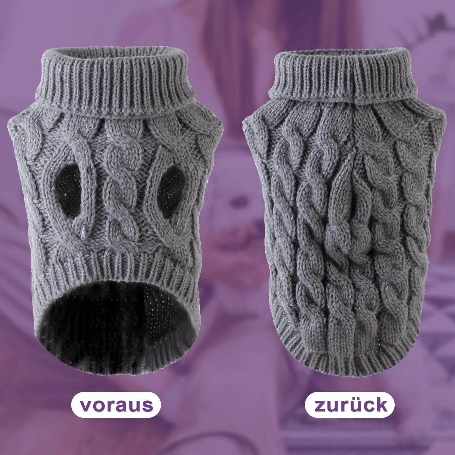 Voarge Sweter dla psa do robienia na drutach, sweter z dzianiny ciepły sweter, odzież zimowa dla psów, rozmiar buldog francuski, Chihuahua jamnik (czerwony, M)