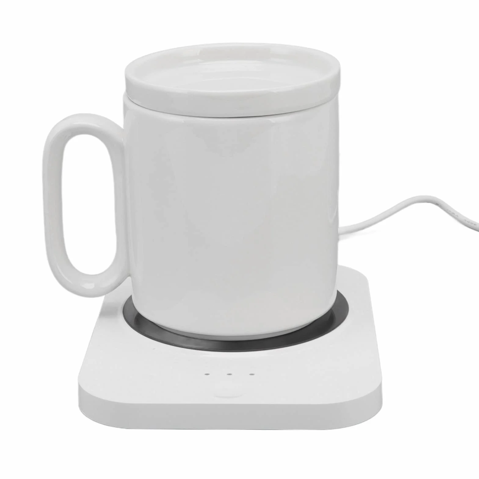 Focket Grzeczszy Kubek, Inteligentny Elektryczny Grzejnik Kubek z 3 Ustawieniami Temperatury świec Kawy Kakao (WHITE)