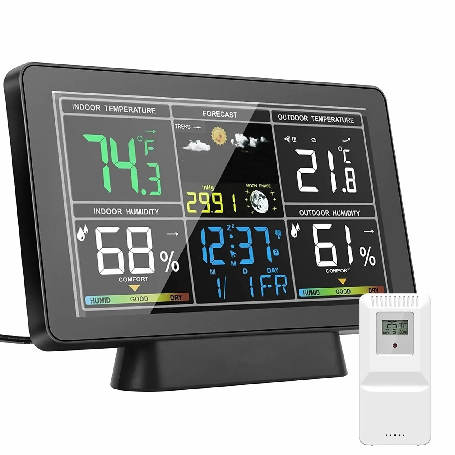 Stacje pogodowe, Bezprzewodowa stacja pogodowa Drewniany budzik Cyfrowy termometr Wilgotność Temperatura Bezprzewodowy czujnik Home TimeWatch Desktop #30(C)
