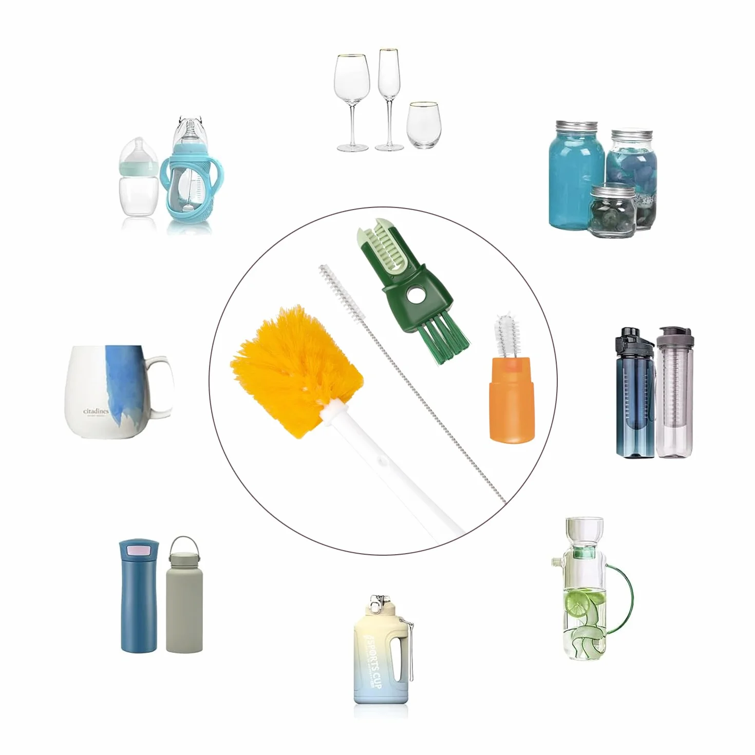 Szczotka do czyszczenia butelek z długim uchwytem szczotki do czyszczenia uniwersalna szczotka do czyszczenia butelek do czyszczenia butelek do butelek garnków czajników szklanych termosów