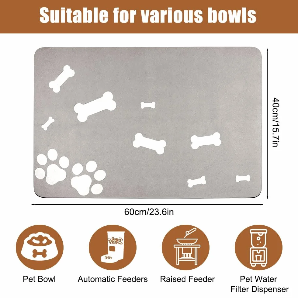 Alfombra Comedero Perro Superabsorbente 40x60 cm Antideslizante Tapete de Comida