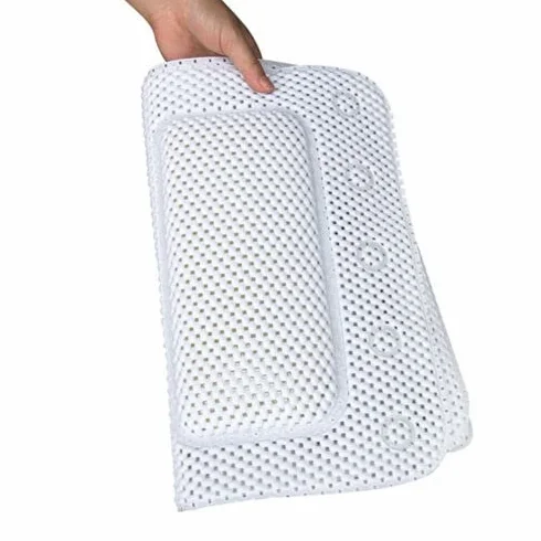Mata do wanny z całego ciała z poduszkami, biała, antybakteryjna, ekstra długa, antypoślizgowa mata prysznicowa dla dzieci i dorosłych, 36 x 125 cm