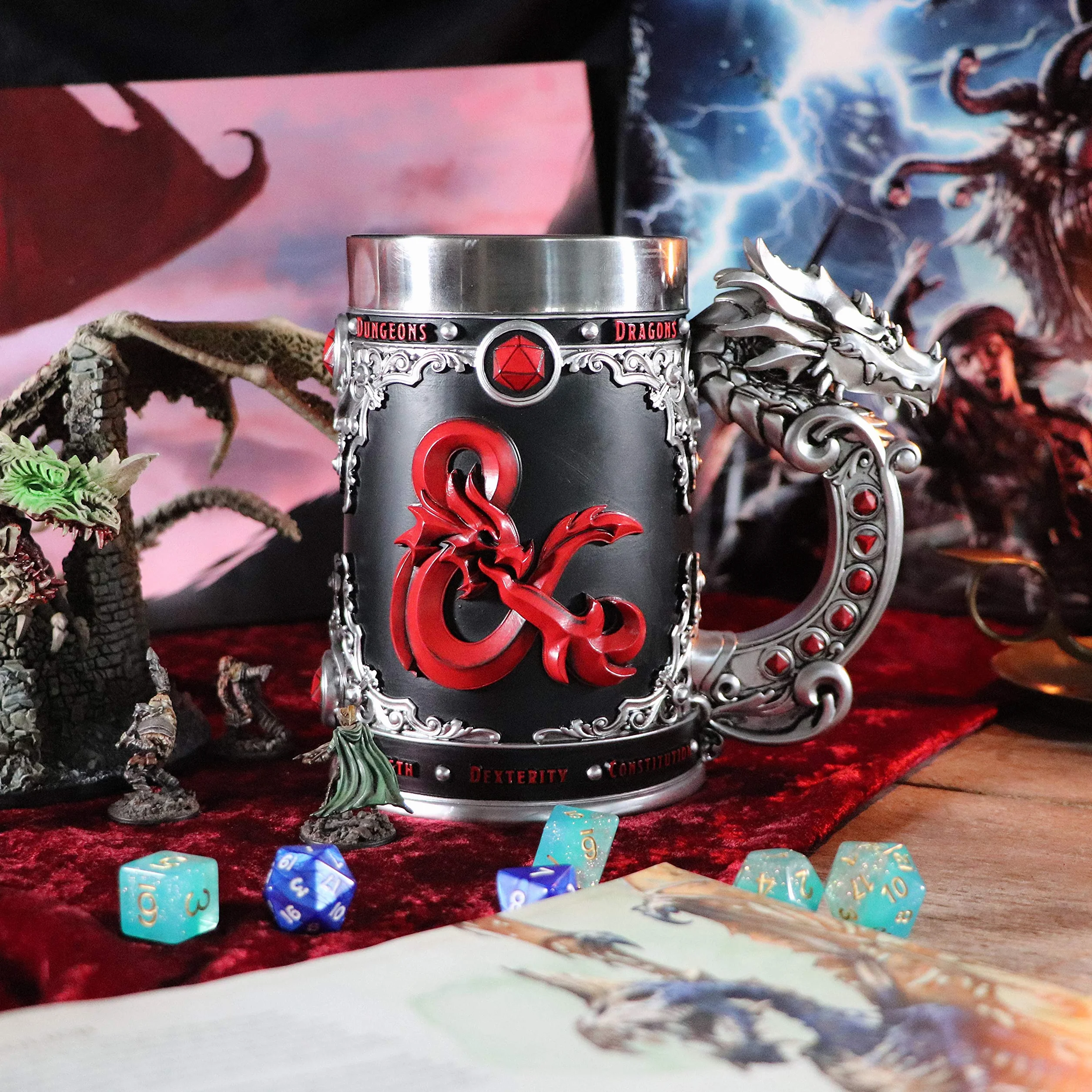 Nemesis Now Dungeons & Dragons Fantasy Role Play Die D20 tankard, żywica poliestrowa, czarny, 1 szt. (1 szt.)