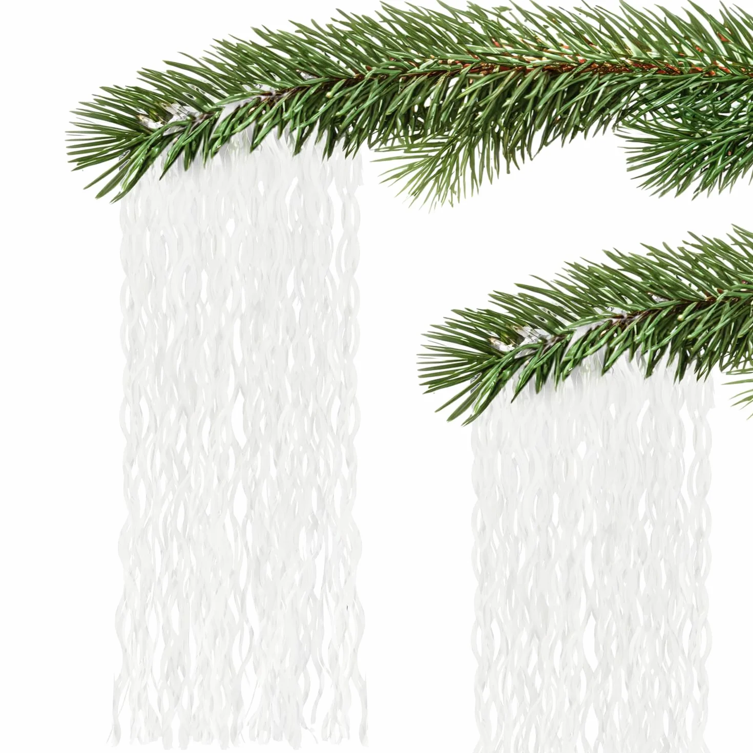 COM-FOUR® 10x blichtr - biala girlanda ze blichtru na Boze Narodzenie - ozdoby choinkowe na choinke - blichtrowa kurtyna z falistymi nitkami (bialy - 10 sztuk)