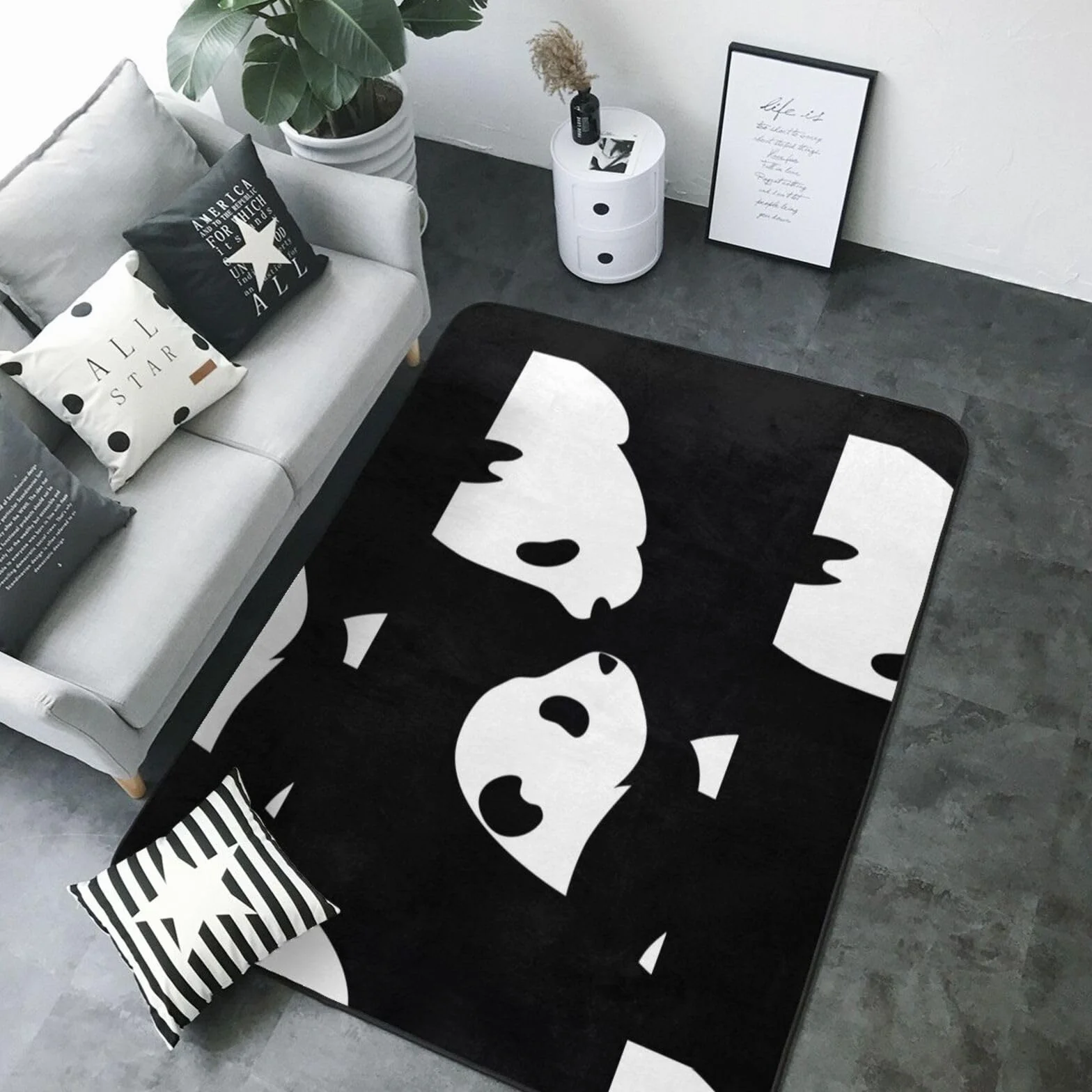 Panda Zwierzę Gryzak Antypoślizgowa Chłonna Mata Podłogowa 203x148 cm, Do Dekoracji Domu Parapetówka Nowy Dom Prezent