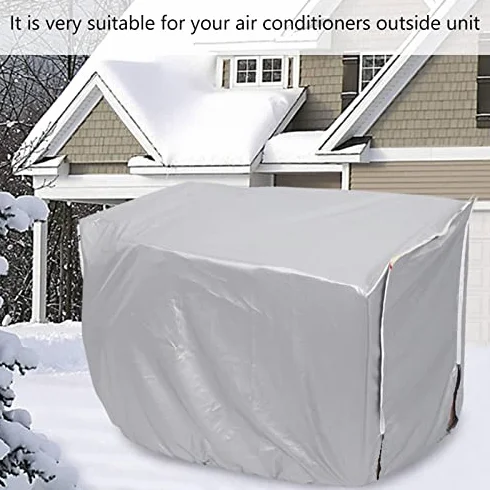 Square Air Conditioner Cover, 3 Sizes Anti-Dust Anti-Snow Waterproof Dustproof Sunproof Window Air Conditioner Protects with Tie Rope for Home Outdoor Use(Silver)[#3 94 * 40 * 73cm]