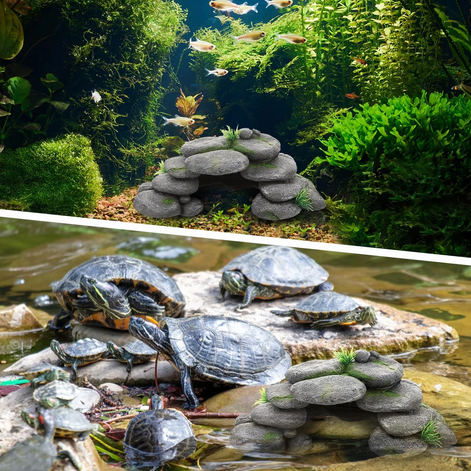 Akwarium jaskinia kamienie dekoracja dla żółwi krewetek betta ryb żywica terrarium