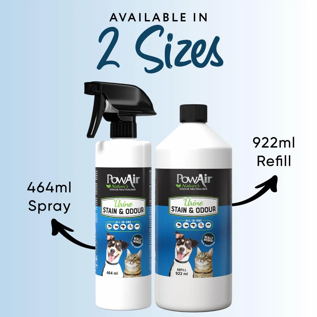 PowAir Trwale Eliminujący Plamy i Zapach Moczu Spray Enzymatyczny Neutralizujący Zapachy 464 ml