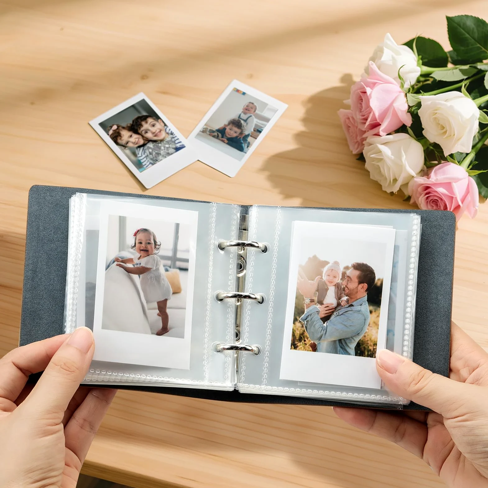 50 kieszeni mini album na zdjęcia pasujący do Fujifilm Instax Mini 9 / Mini 8 / Mini 90 / Mini 25 / Mini 11, pasujący do Polaroid Snap/Z2300/, brązowy, HOMEMARS album na zdjęcia mały, unikalny design