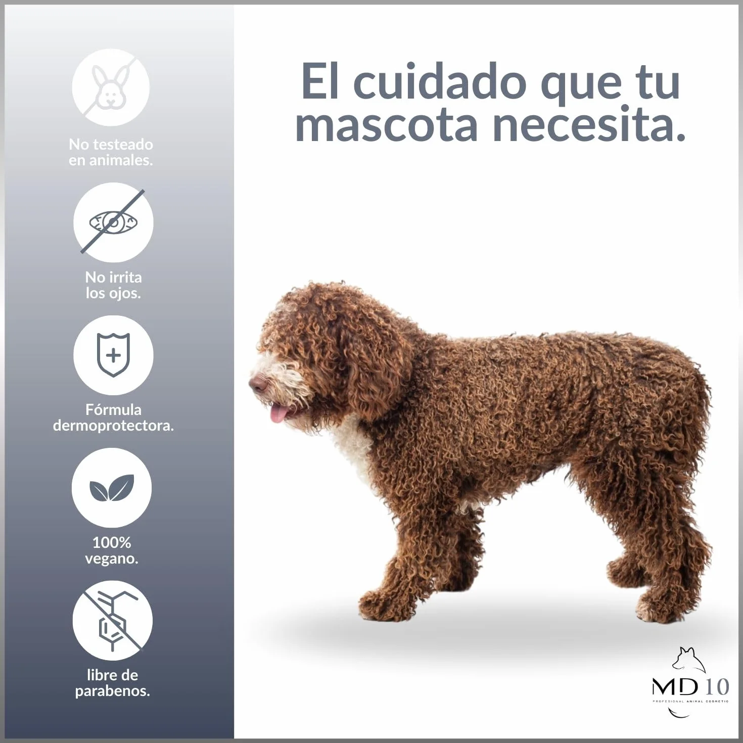 MD10 Shampoo Lagotto Romagnolo - Shampoo per Cani pelo lungo - shampoo cani pelo lungo - Cani Shampoo pulire il cane Vegano e biodegradabile 300ml