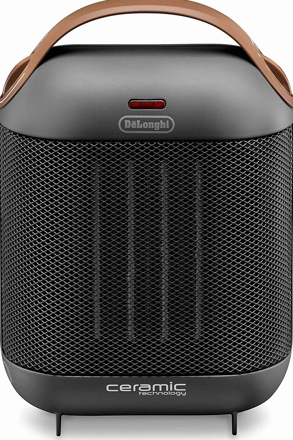 DeLonghi HFX30C18.AG Grzejnik ceramiczny | Mobilny grzejnik do szybkiego i selektywnego zasilania ciepłem | 2 poziomy mocy | Funkcja zapobiegająca zamarzaniu | Moc 1800 W | Szary