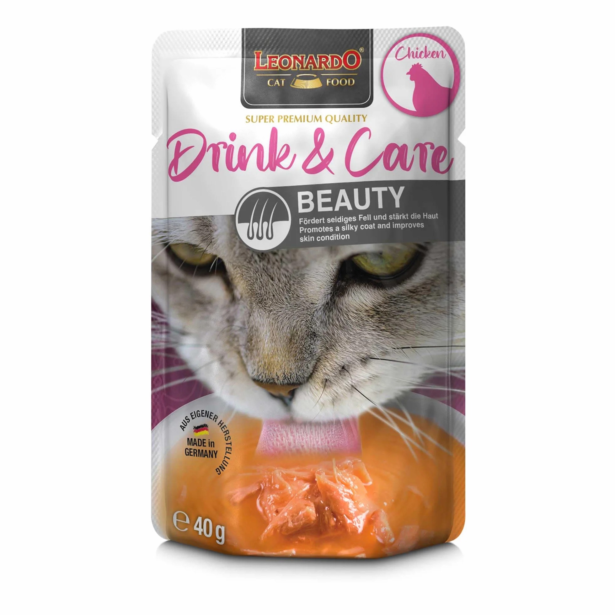 Leonardo Drink & Care Beauty Chicken 40 g karma uzupełniająca dla kotów