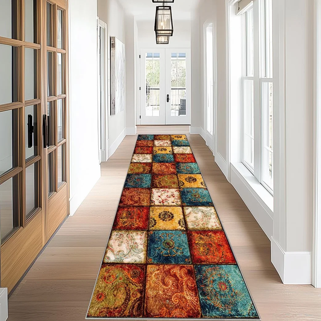 Dywan kuchenny, nadający się do prania, chodnik do przedpokoju, antypoślizgowy chodnik na korytarz, 100 x 400 cm, niskie runo, wycieraczka podłogowa, chłonny chodnik do przedpokoju, sypialni, łazienki