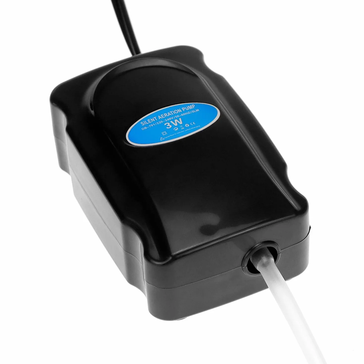 QWORK® pompa do akwarium 3 W, 2 l/min, pompa tlenowa do akwarium, w zestawie wąż silikonowy 120 cm, kamień powietrzny i zawór zwrotny