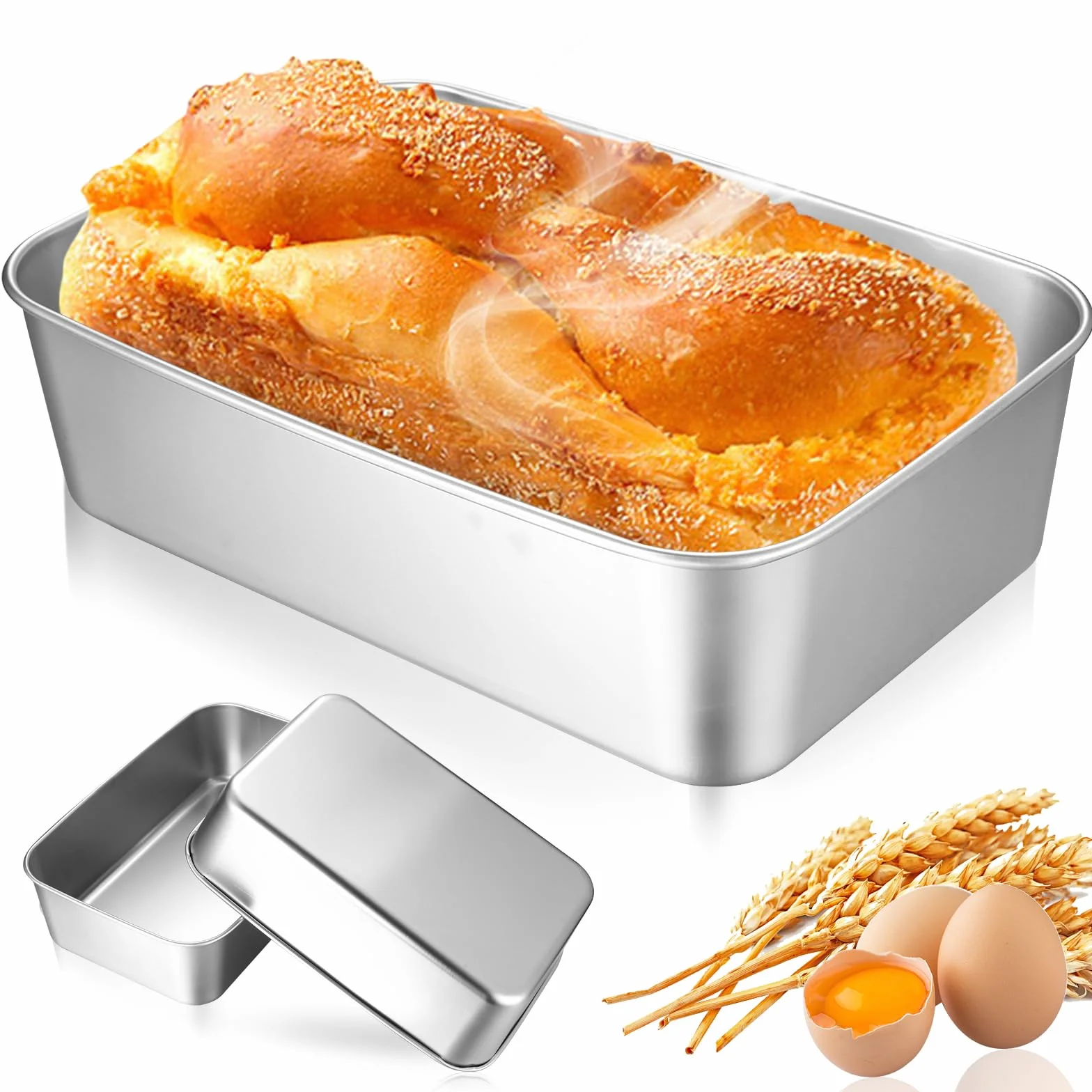 3 szt. foremek na chleb do pieczenia, foremki do pieczenia ciast ze stali nierdzewnej, prostokątne formy do chleba bananowego, tostu, ciasta, lasagne, 22 x 15 x 6 cm, 3 szt
