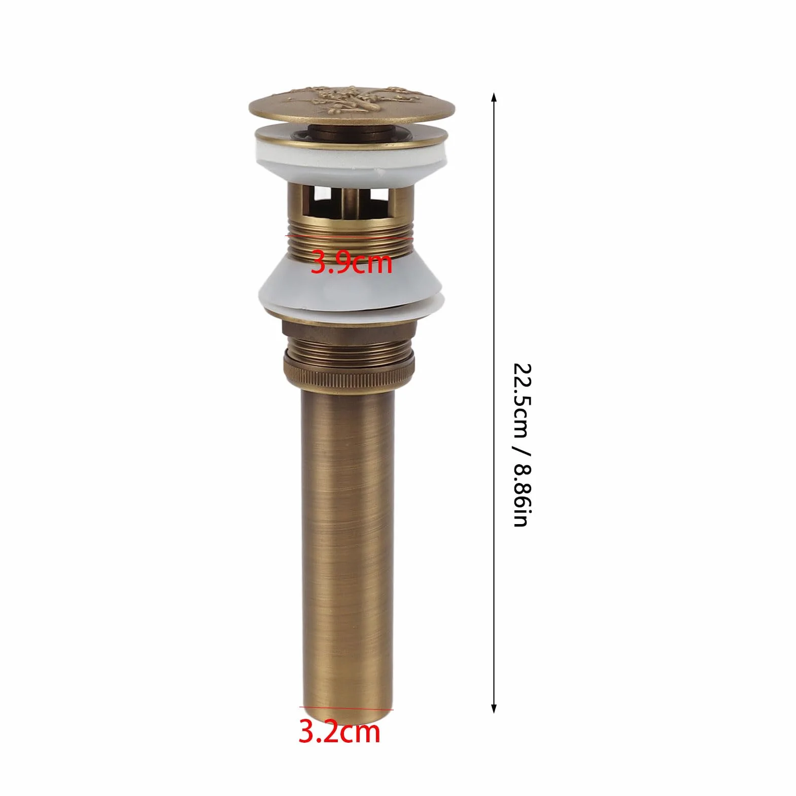 Zestaw odpływowy zlewu zbiornika, wysuwany korek odpływowy, mosiężny korek odpływowy, średnica rury 32 mm, sitko odpływowe do zlewu łazienkowego (z otworem)
