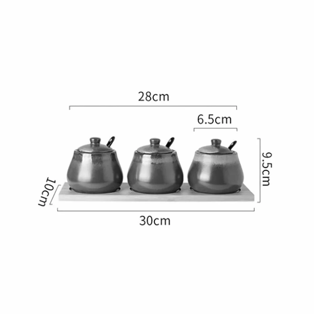 JIY-Spice Garnki ceramiczne przyprawy słoik kuchenny artykuły gospodarstwa domowego shaker przyprawy zestaw przyprawowy butelka kostium trzyczęściowy (rozmiar : F)