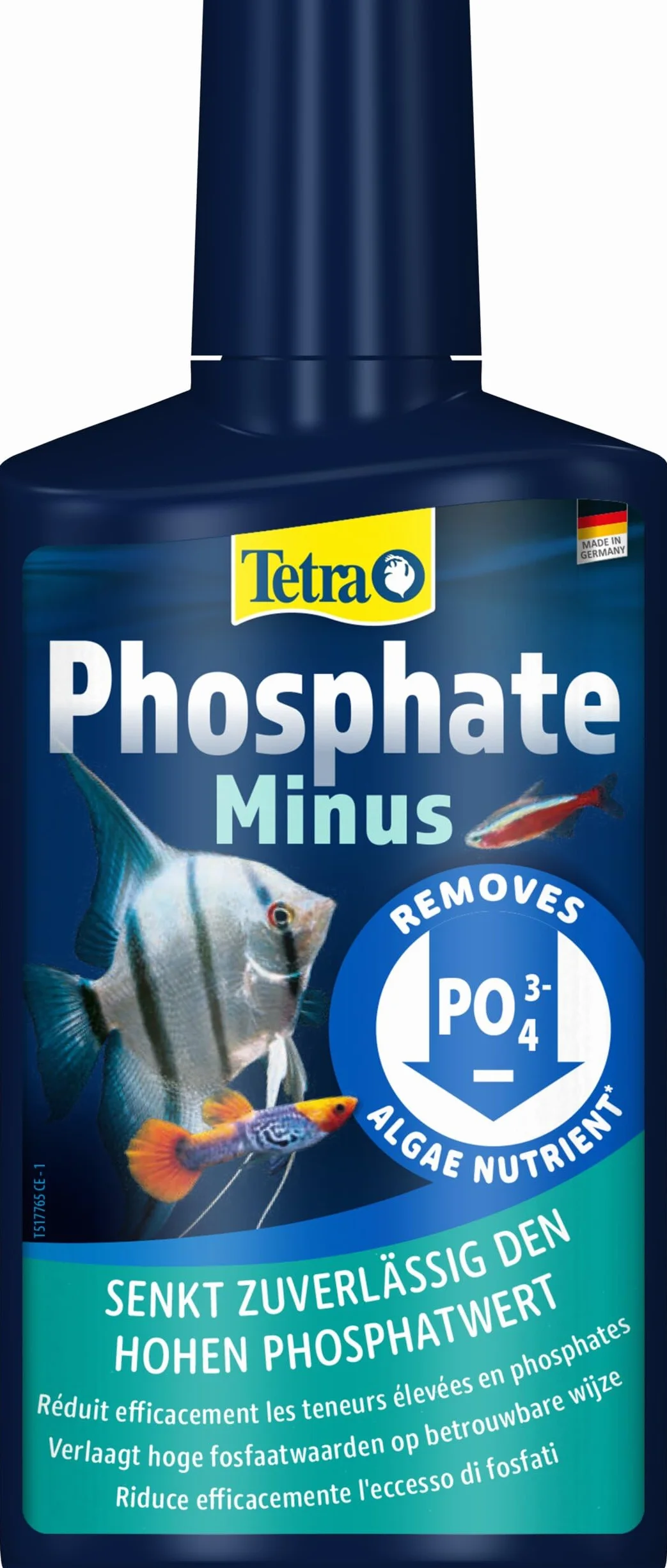 Tetra PhosphateMinus – delikatnie i niezawodnie obniża zawartość odżywczą alg, fosforan w akwarium, 250 ml