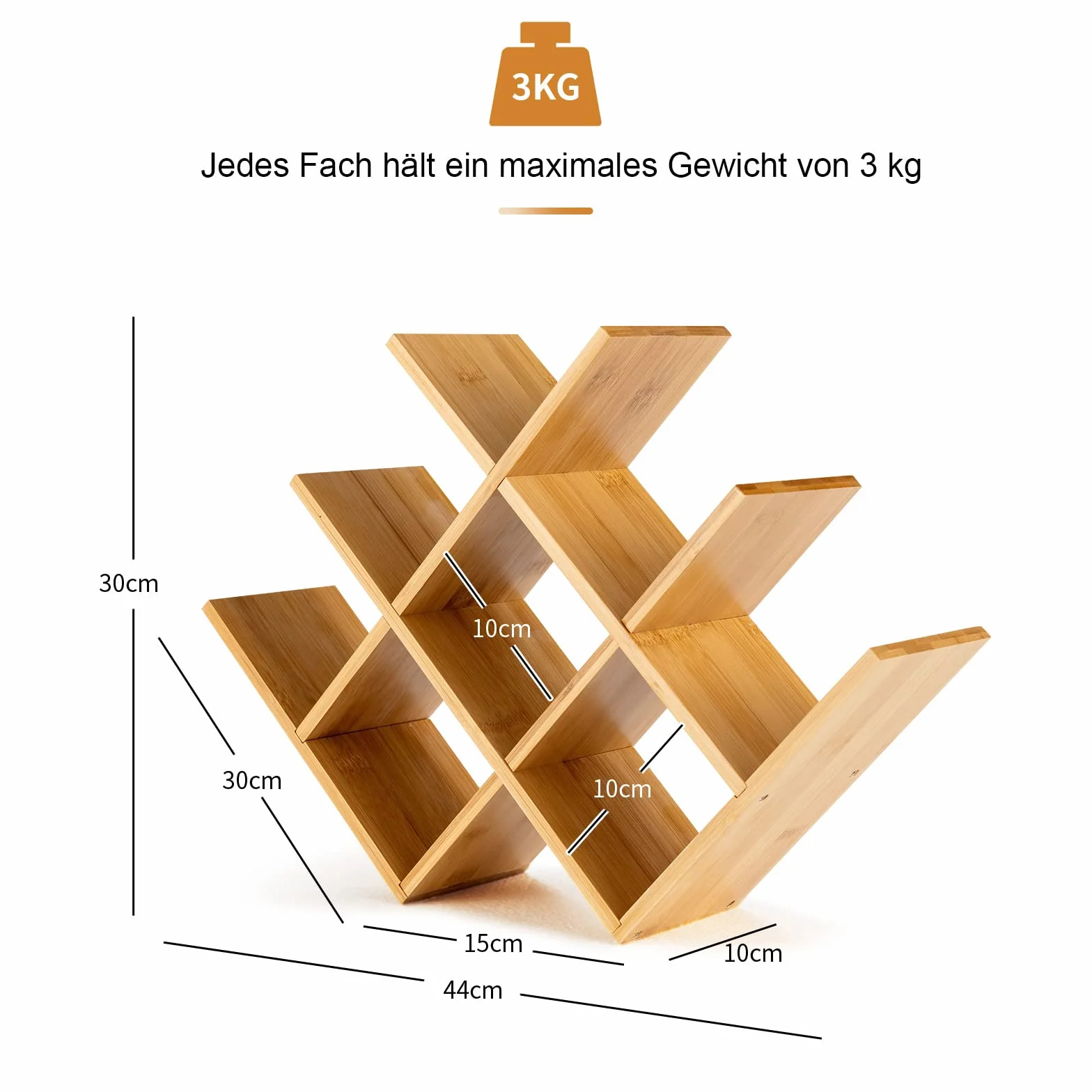 COSTWAY Bambusowy Stojak na 8 Butelek Wina - Wolnostojący Regał z Uchwytem na Kieliszki do Kuchni, Spiżarni i Baru, 44 x 10 x 30 cm