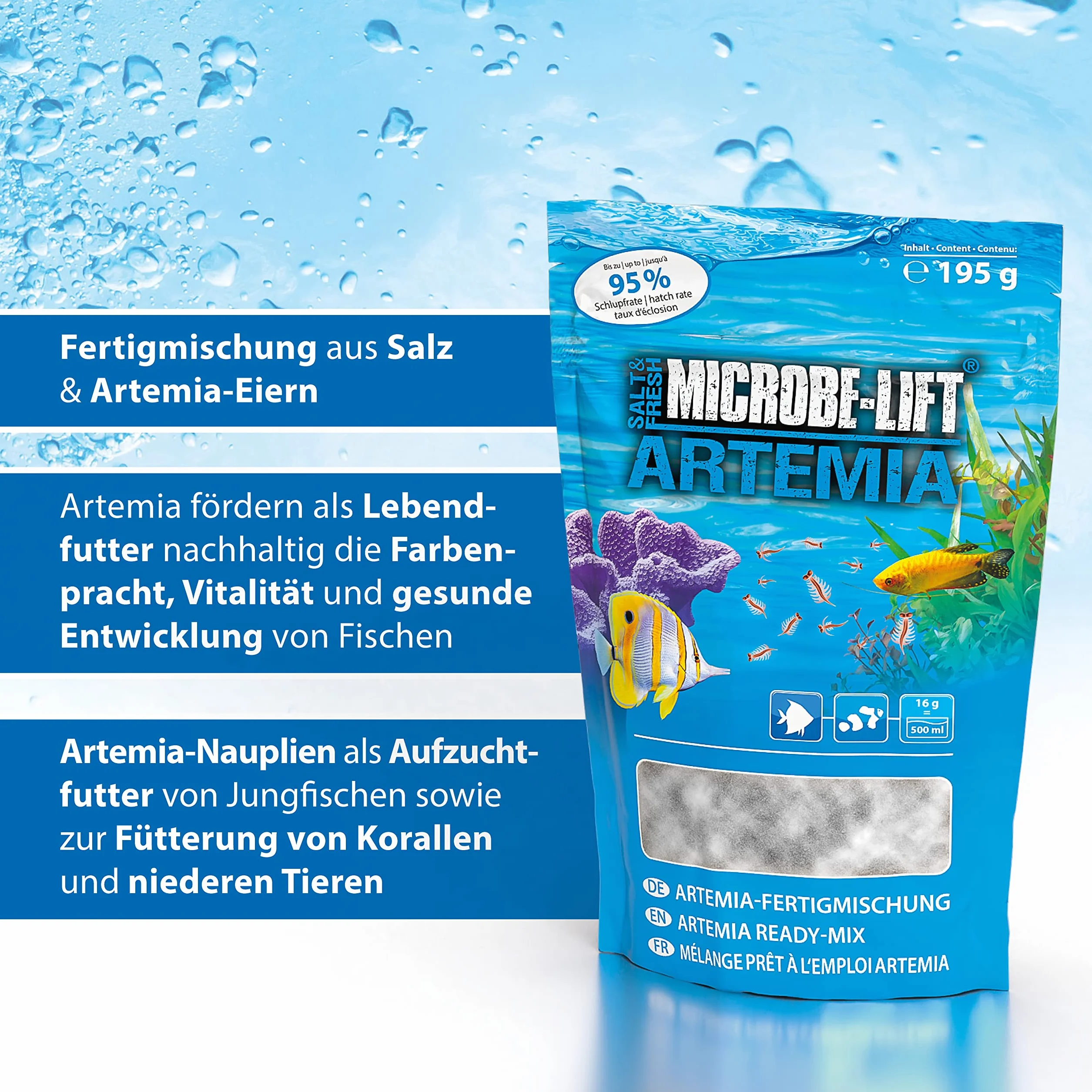 MICROBE-LIFT Artemia ready mix żywy pokarm dla ryb akwarium morskie słodkowodne 195 g