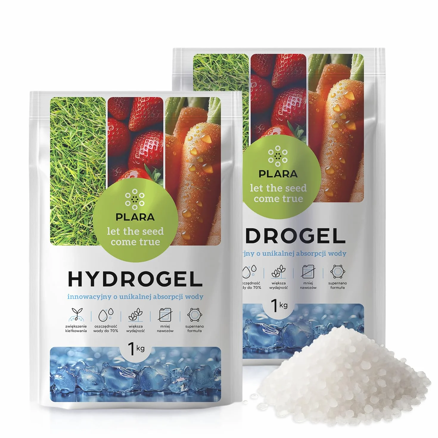 Hydrożel 2KG | Magazynowanie Wody i Kontrola Wilgotności Gleby | Nietoksyczny Żel o Powolnym Uwalnianiu Wody | Ekologiczne Kryształy Żelowe dla Zdrowego Wzrostu Roślin