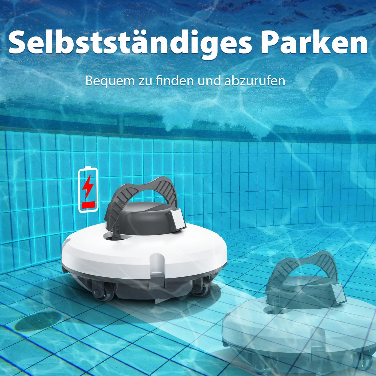 Redkey S100 robot basenowy, odkurzacz do basenu, czas pracy akumulatora 130 minut, z samoparkowaniem, automatyczne urządzenie do czyszczenia basenu, bezprzewodowy robot do czyszczenia basenu, nadaje