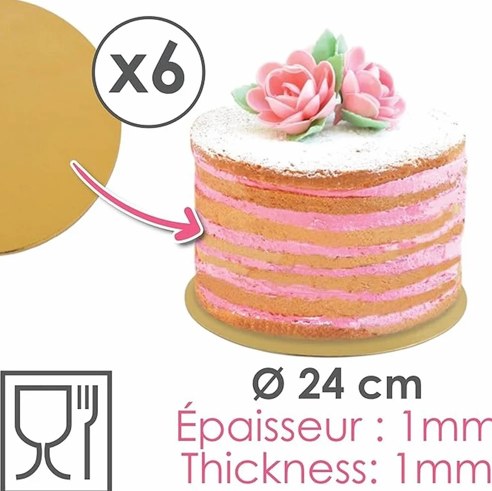 ScrapCooking 5201 Zestaw 6 cienkich kartonowych desek do ciasta 24 x 24 x 0,7 cm, wielokolorowe