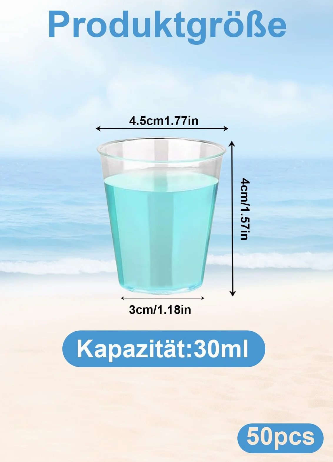 50 sztuk plastikowych kieliszków do wódki, przezroczyste kubki do shotów z materiału PS (30 ml/1 oz), plastikowe kubki wielokrotnego użytku, na urodziny, degustacje, imprezy