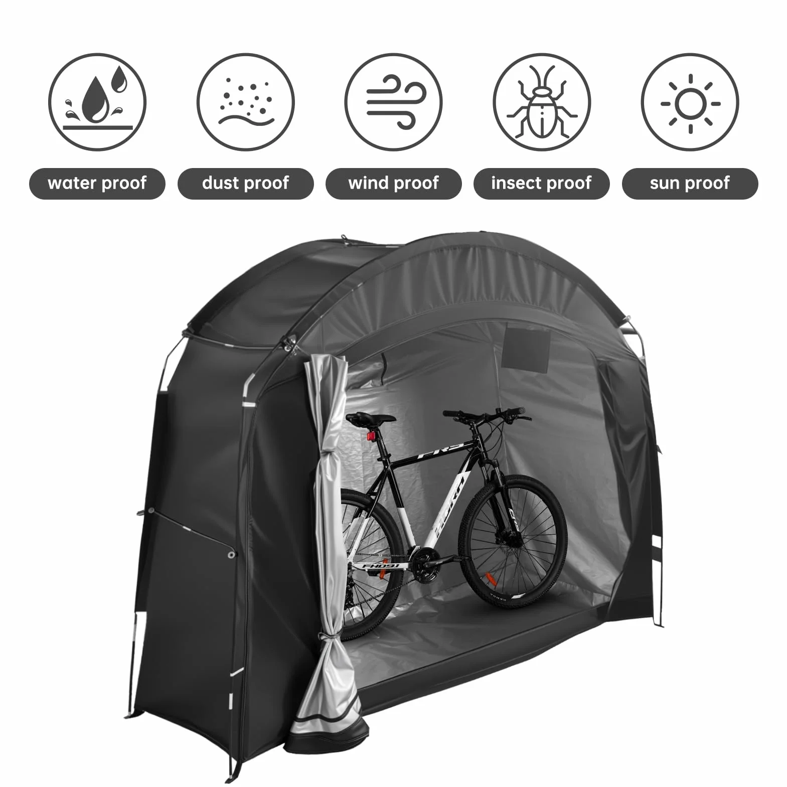Namiot rowerowy, szopa rowerowa, przenośny garaż rowerowy, pokrowiec na 2 rowery Oxford 210D, wodoszczelna plandeka rowerowa, domek na narzędzia sprzęt ogrodowy, zabawka, kosiarka