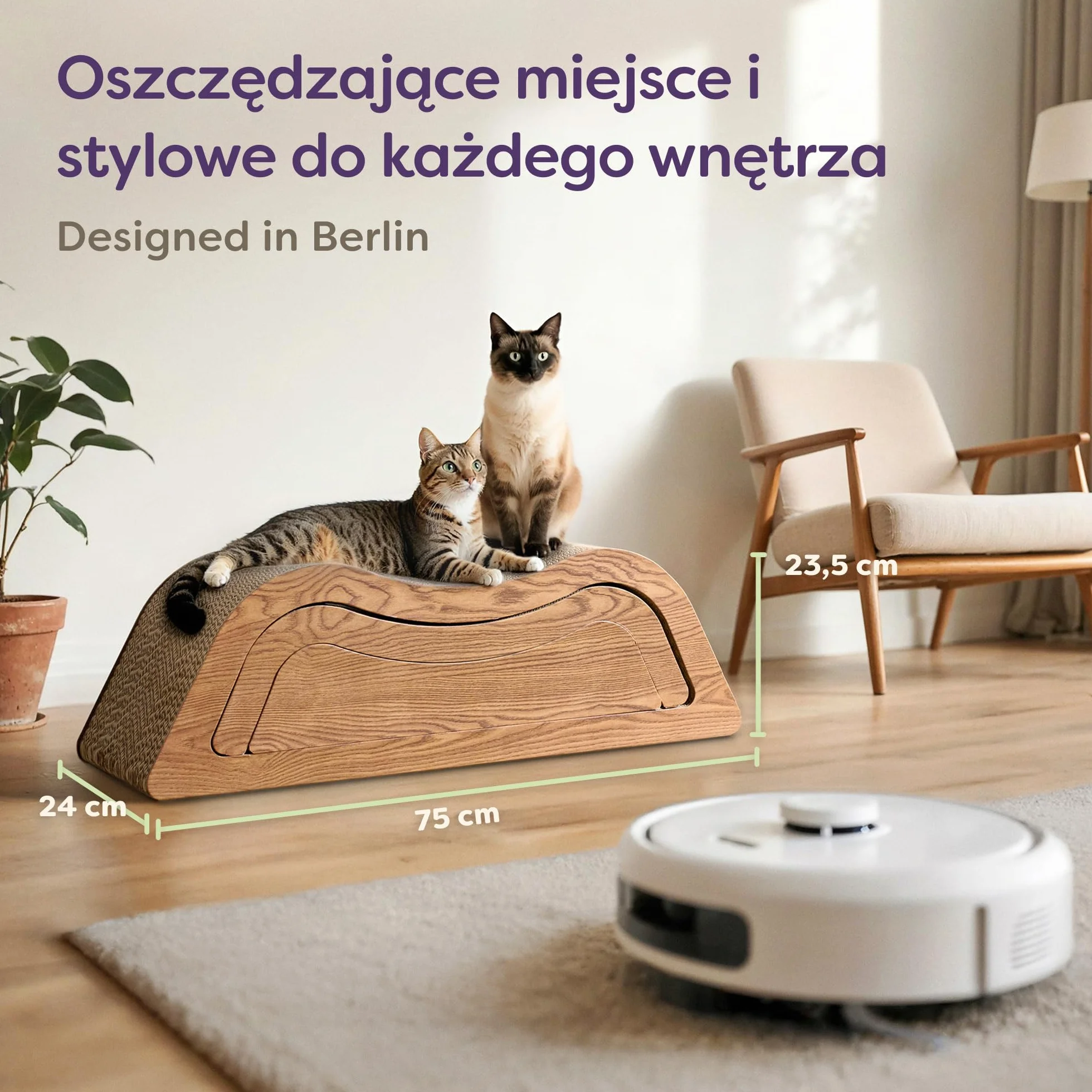 Knupis Drapak dla Kota 3-Częściowy XXL 75 cm – Wytrzymały Karton do Pielęgnacji Pazurów – Do 2 Lat Zabaw – Oszczędza Miejsce – Chroni Kanapy i Meble (Cloud- Brązowy)